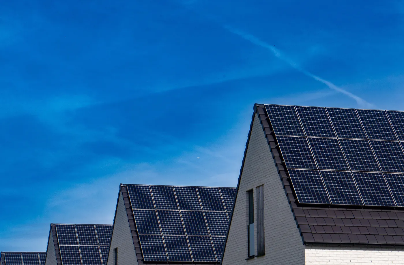 Solar panels set into the gables of a house