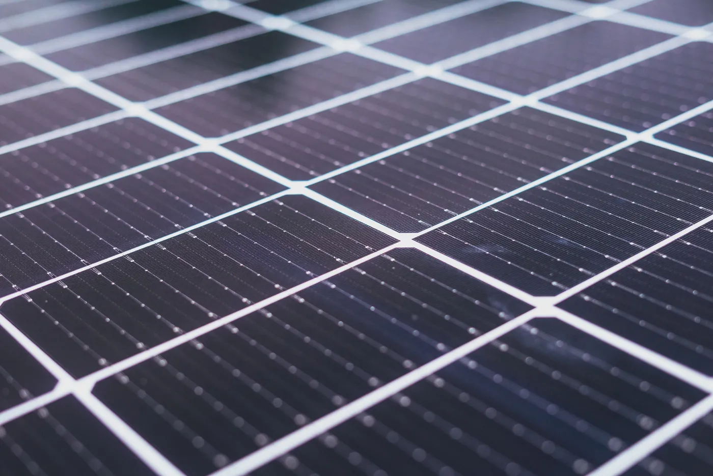 Close detail of the cells in a solar panel